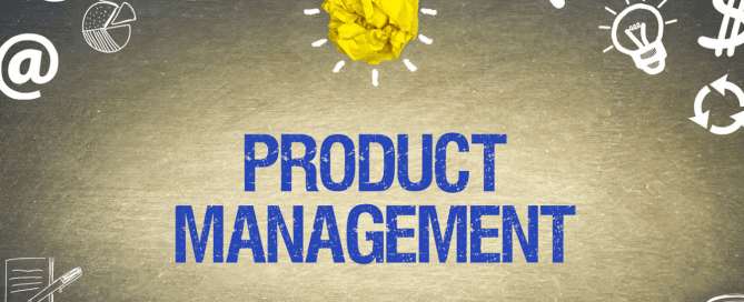 A light fixture over the words product management