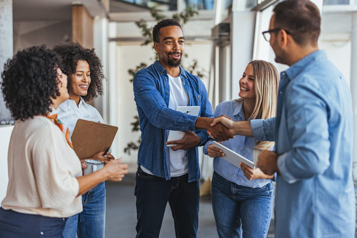 Business and technology leaders discussing ideas and building connections at a TechConnex networking event